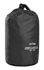 Tatonka rain cover stowed in its compact pack bag for travel.