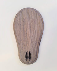 Taxidermists Woodshop TTW Weathered Wood Deer Track Mount close-up showing sturdy metal hanger for easy hanging