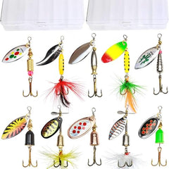 TB Tbuymax 10-piece spinner baits rooster tail lures with two tackle boxes