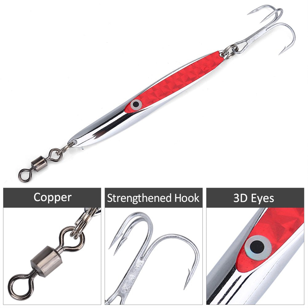 Triple-hook design on metal bass lure