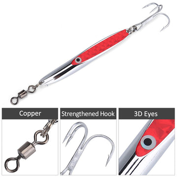 Triple-hook design on metal bass lure