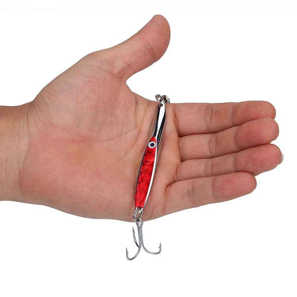 Red 56g metal lure with triple hooks