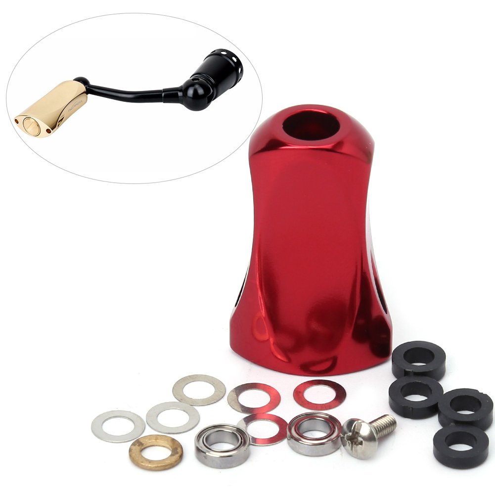Tbest red fishing reel handle knob offers durable metal build for saltwater use.