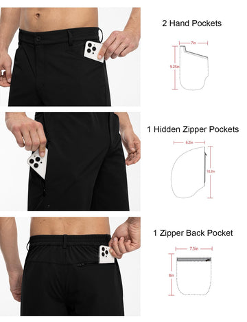TBMPOY men's 11in golf shorts hidden zip left pocket for valuables.