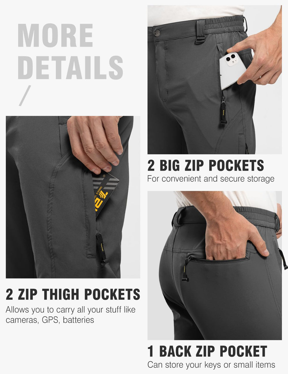TBMPOY men's hiking pants durable stitching and 4-way stretch support rugged mountain trekking.