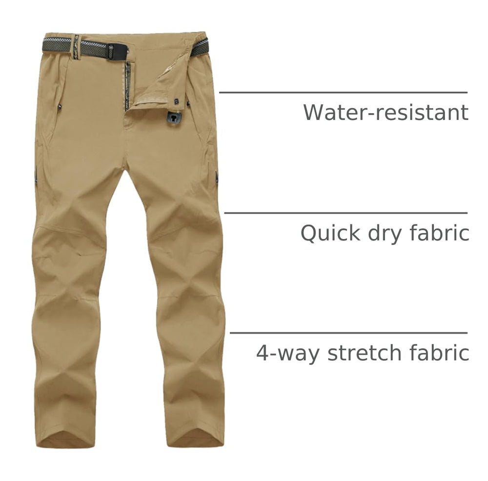TBMPOY pants with elastic waist and buckle Closure for flexible fit.