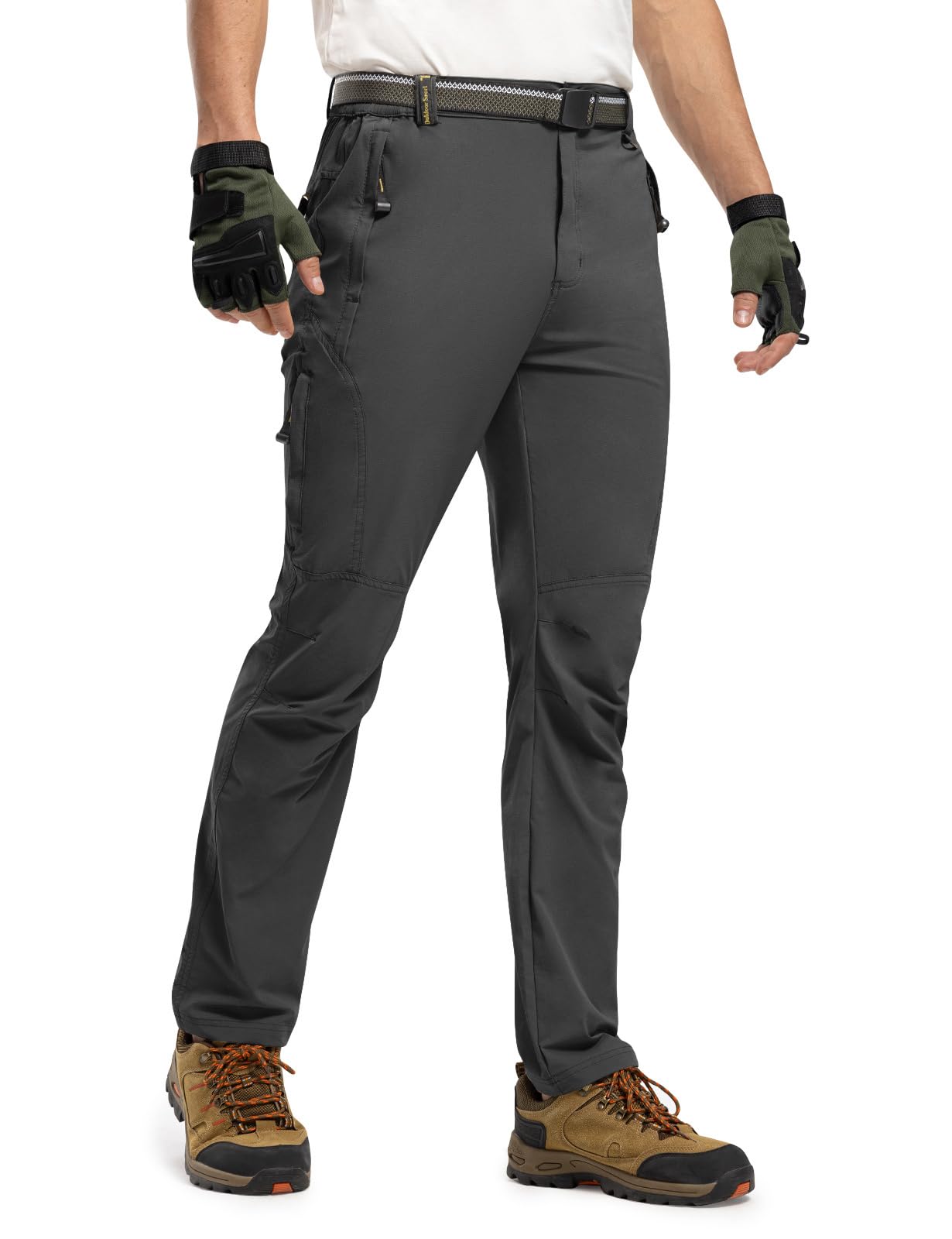 TBMPOY men's hiking pants side-pocket layout shows 5-zip-pocket design for trail gear.