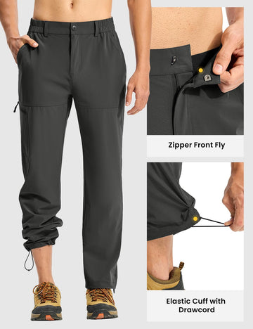 TBMPOY men's lightweight hiking pants side pocket emphasizes secure storage during hikes.