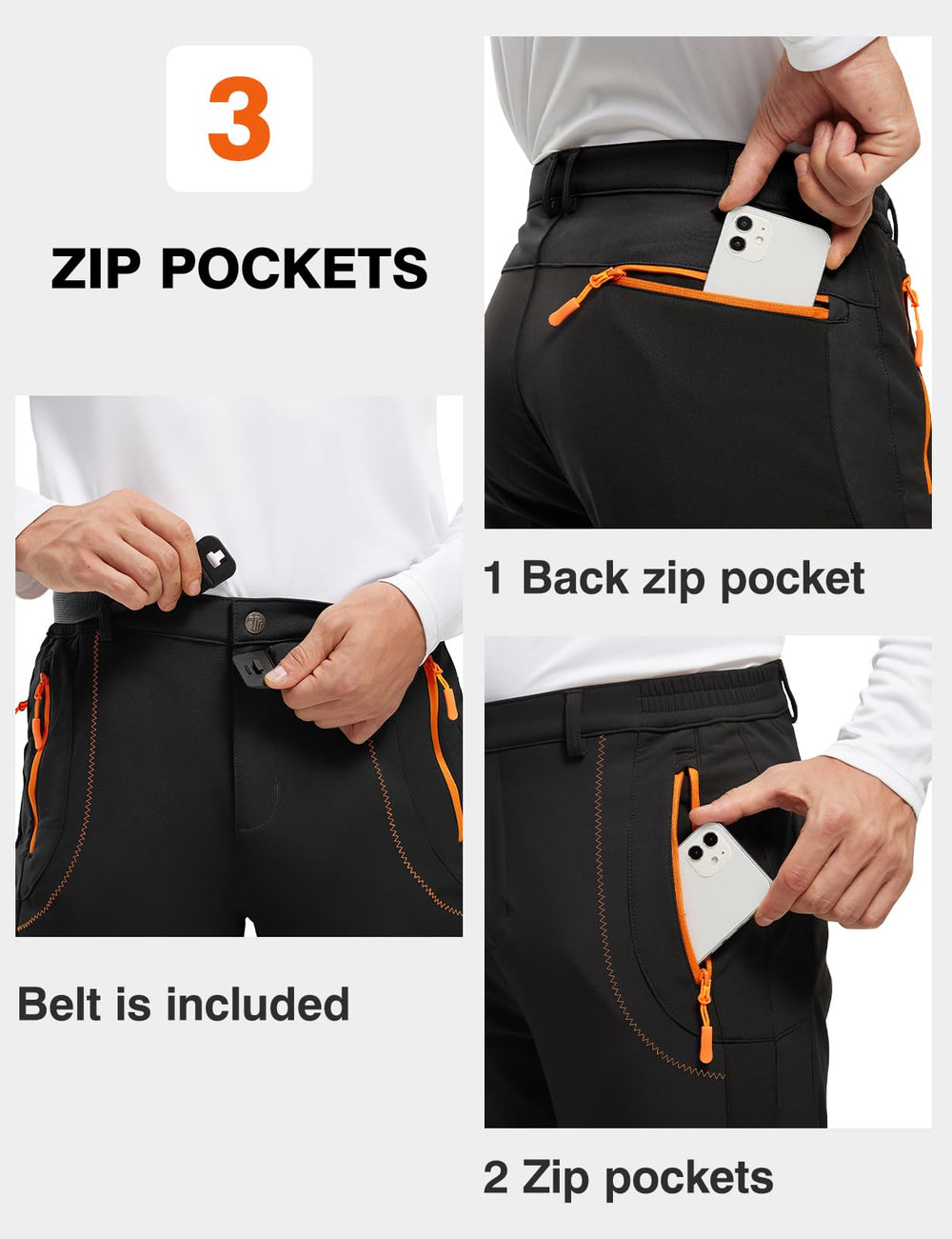 TBMPOY men's snow pants fleece lining close-up, cozy warmth and wind resistance.