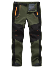 TBMPOY men's snow ski pants, green front view, waterproof exterior for light rain hikes