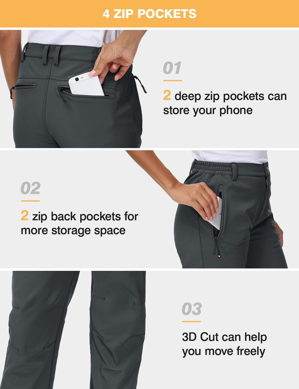 TBMPOY softshell pants with elastic waistband ensure comfortable all-day wear