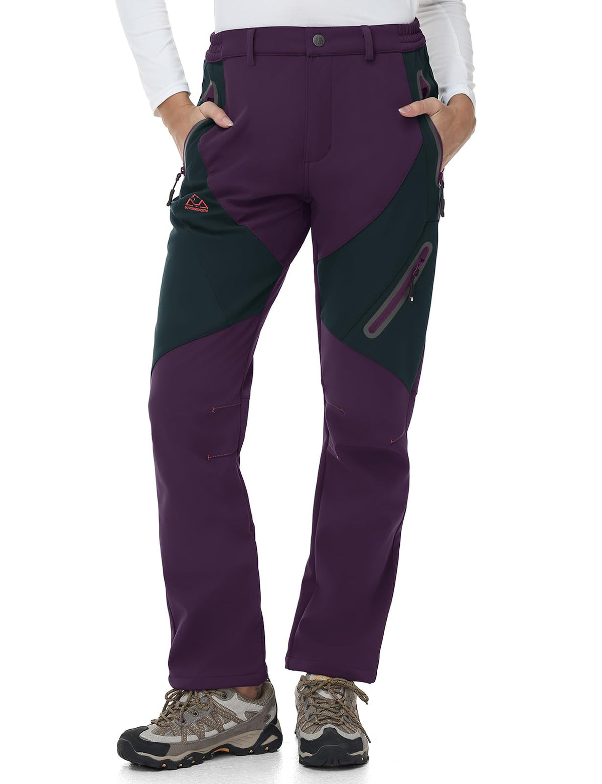 TBMPOY women's fleece-lined ski pants front view demonstrating warmth and water resistance.
