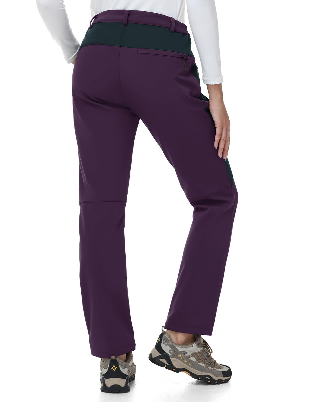 TBMPOY women's fleece-lined ski pants side-pocket detail for secure phone storage.