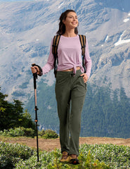 TBMPOY women's hiking pants zipper pocket closeup emphasizes easy access with gloves
