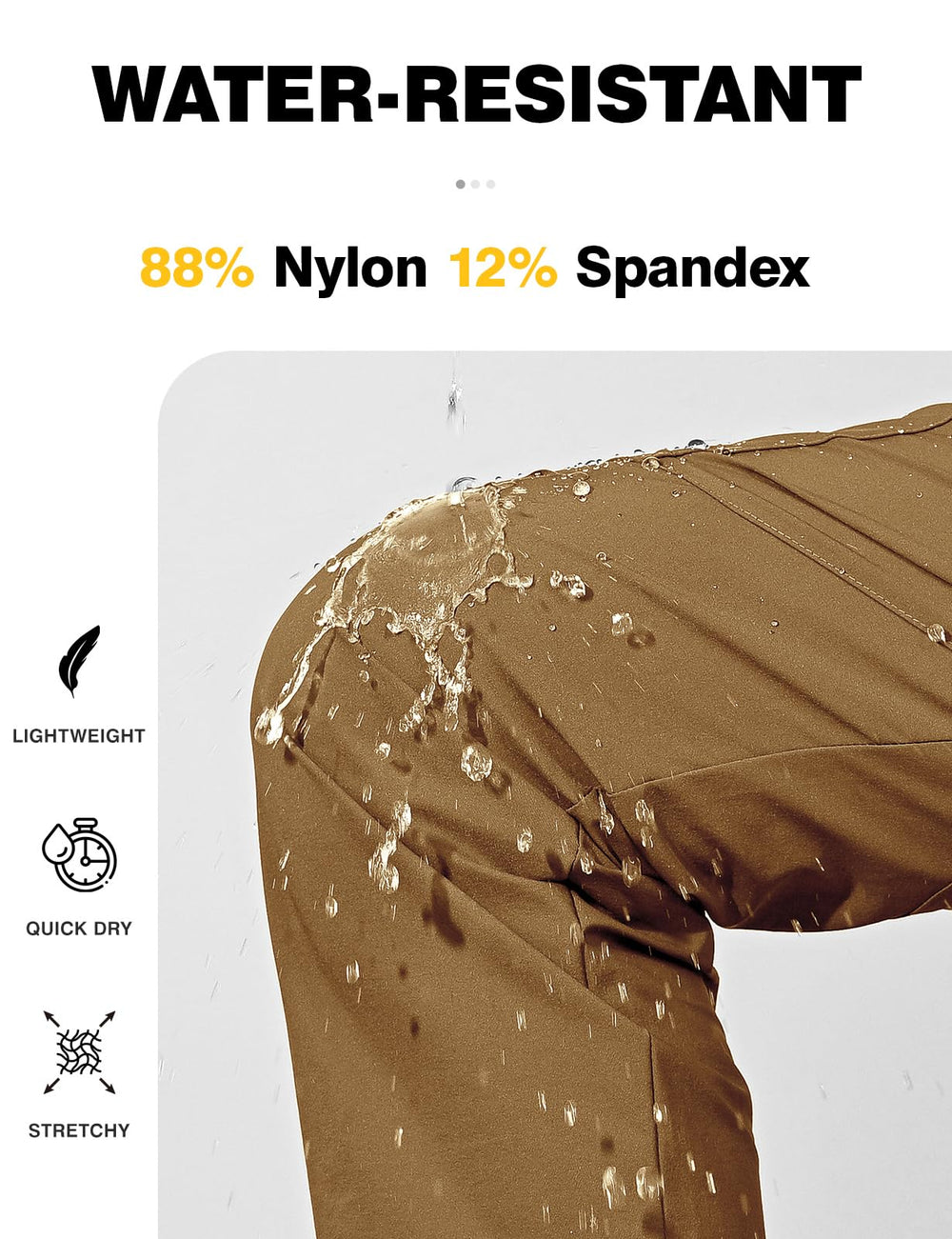 TBMPOY pants in light brown color blend with outdoor scenery for travel and camping.