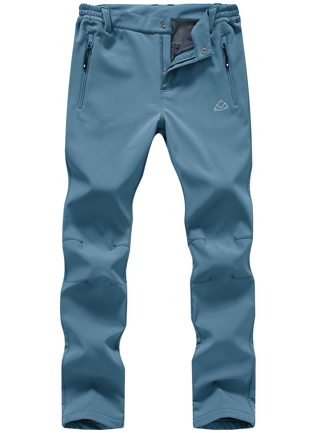 TBMPOY women's ski pants front view in stone blue showing waterproof softshell warmth