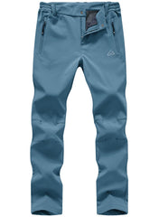 TBMPOY women's ski pants front view in stone blue showing waterproof softshell warmth