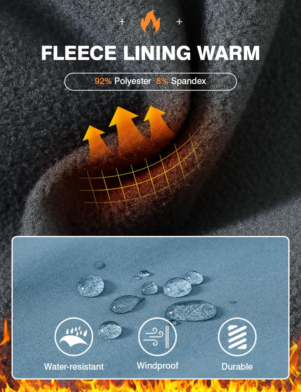 TBMPOY knee-area wear-resistant fabric blocks wind and water during skiing