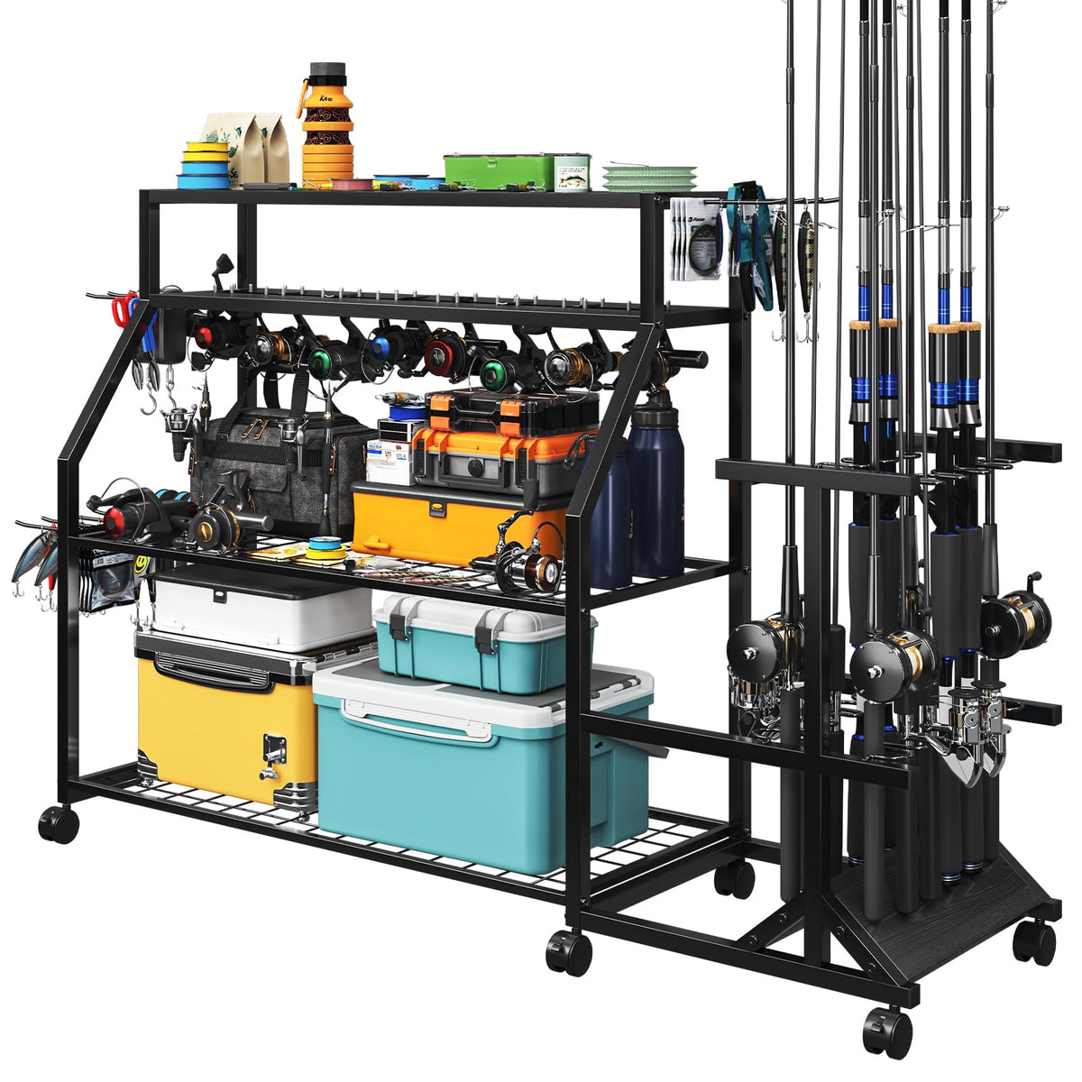 TC-HOMENY 12-rod garage fishing rod rack profile