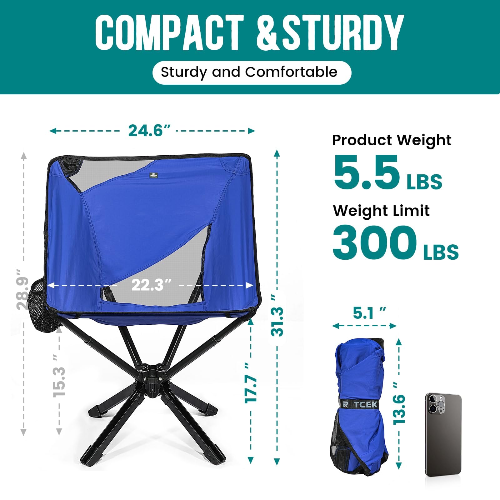 TCEK RiseLite quick-setup unfold shows fast, hassle-free camp chair assembly