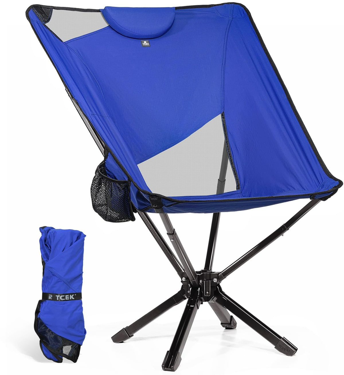 TCEK Riselite high-back view highlights full back support for long outdoor sessions.