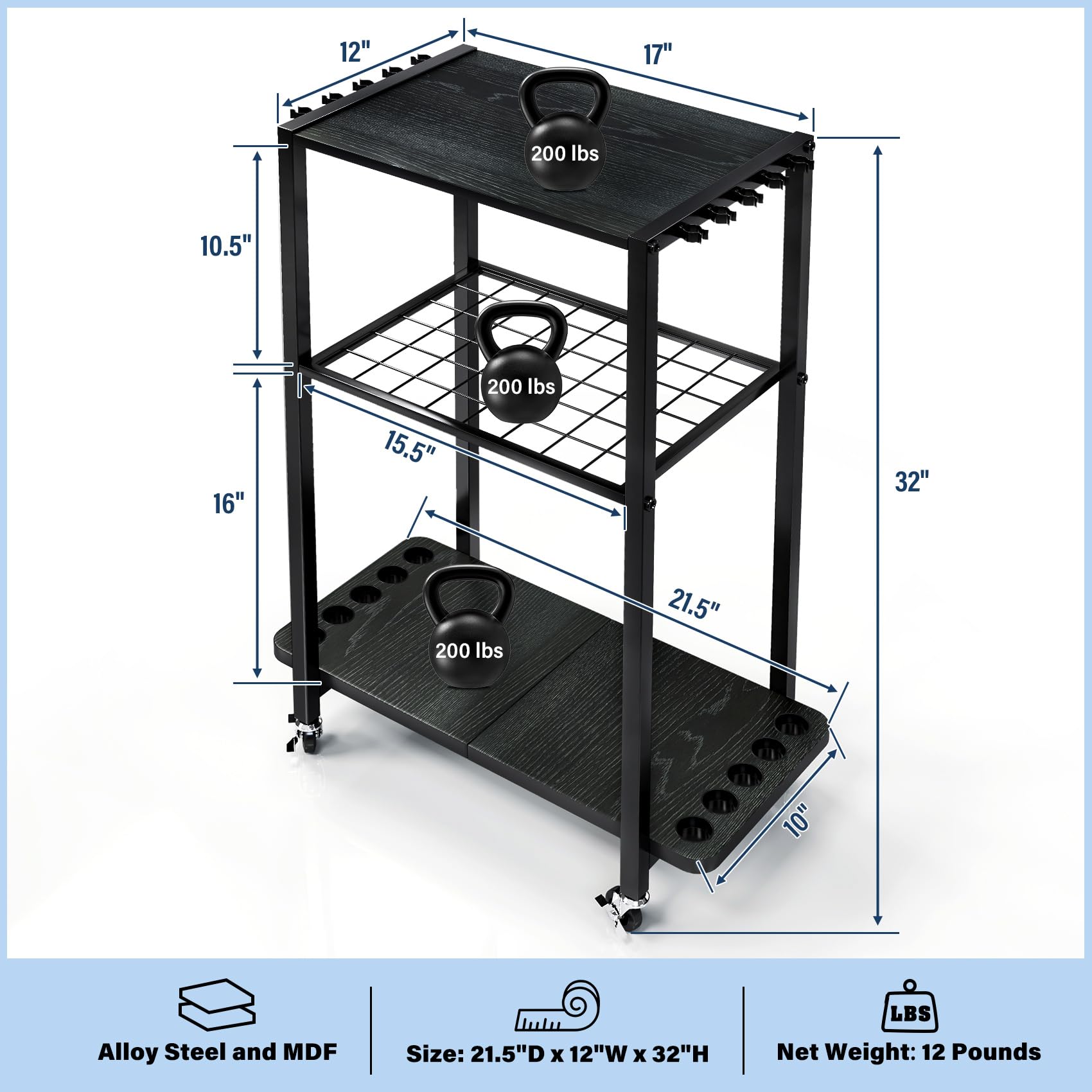 TC-HOMENY rolling cart with wheels enables effortless mobility around the workshop.