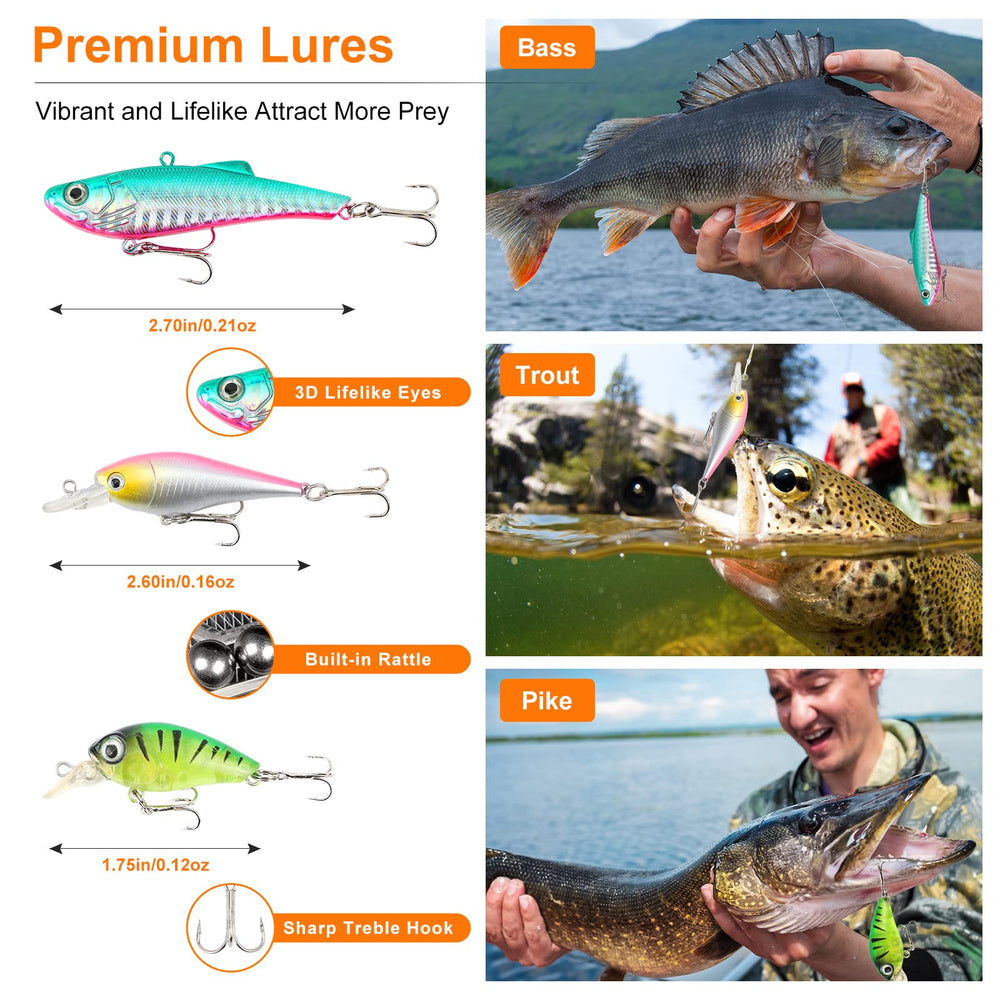 Lures made of anti-corrosion stainless steel and plastic with 3D eyes