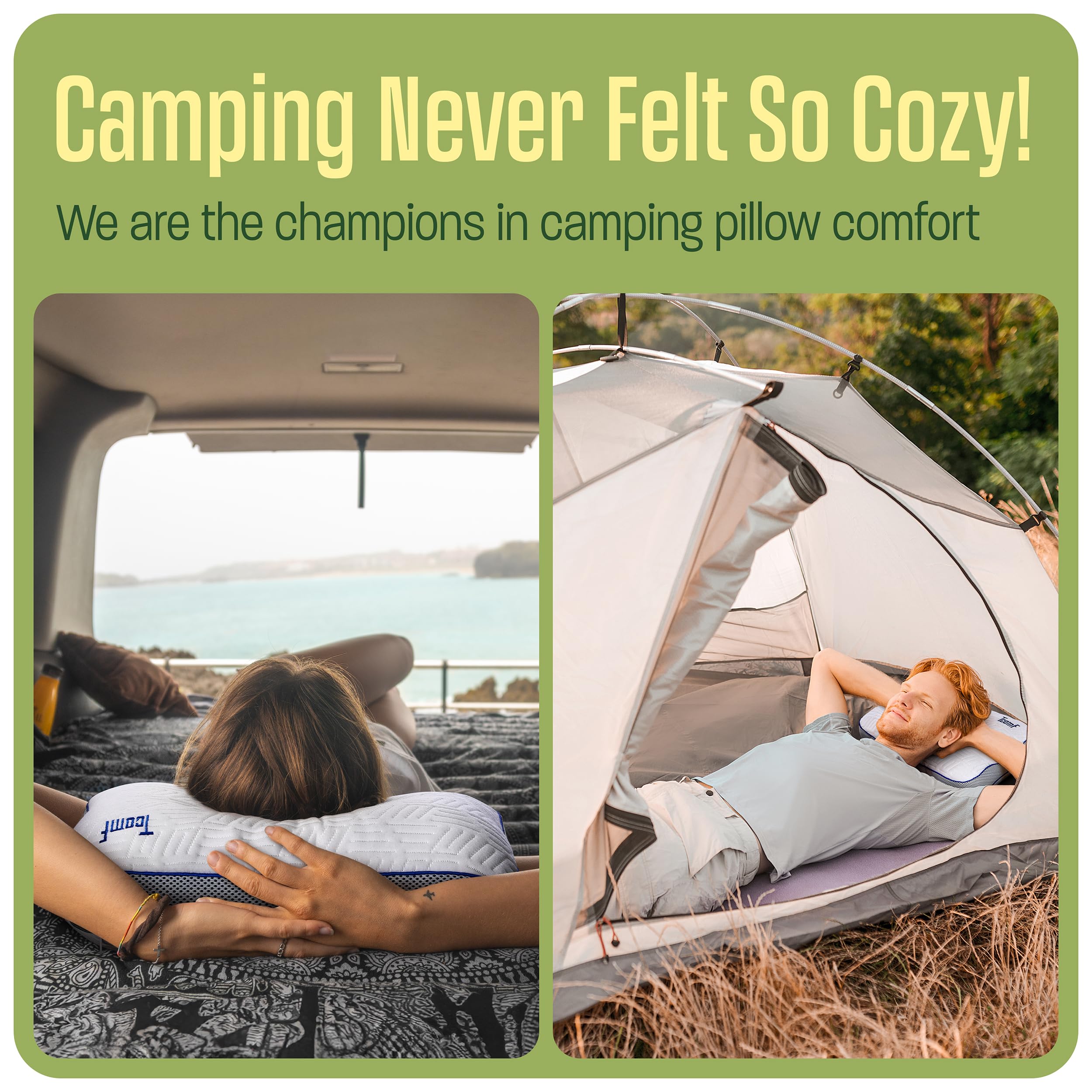 TCOMF camping pillow rollable and packable for backpack adventures.