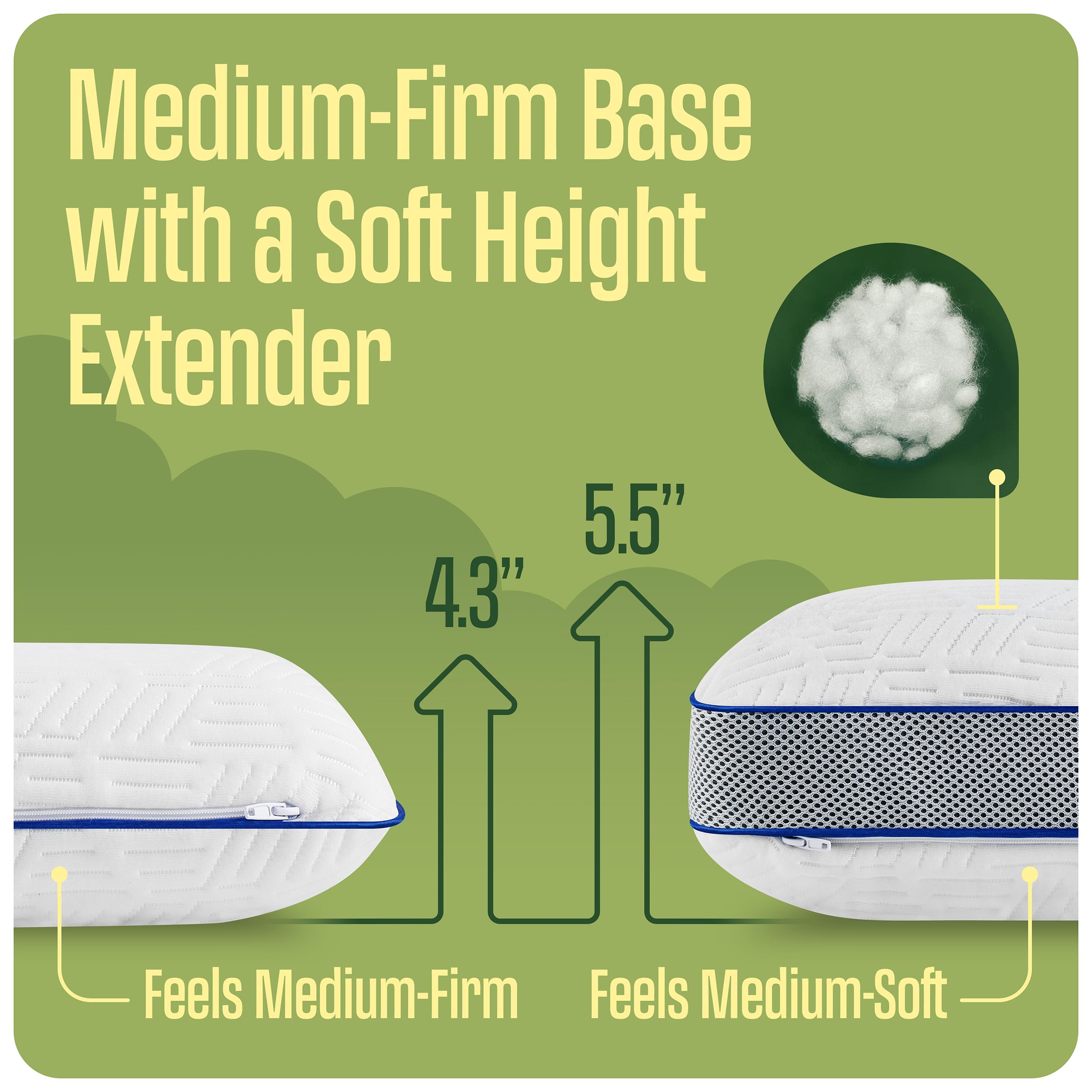 TCOMF camping pillow travel size 10x16 inches fits easily.