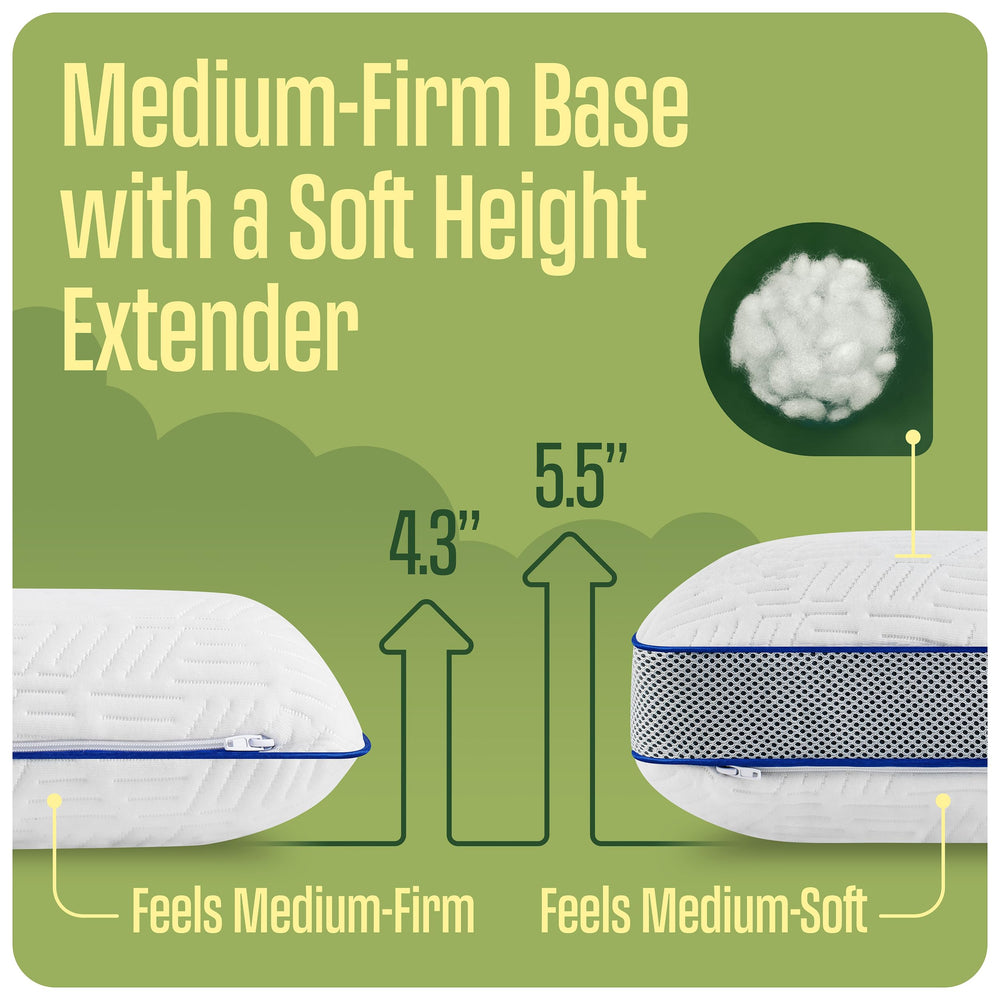TCOMF camping pillow travel size 10x16 inches fits easily.