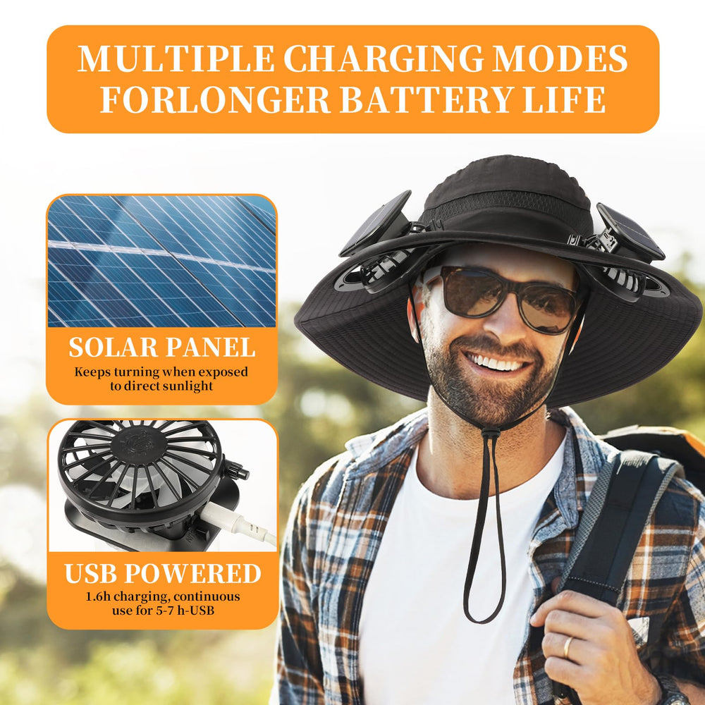 TCXCEO solar powered fan hat removable fans detail highlights quick release and easy cleaning.