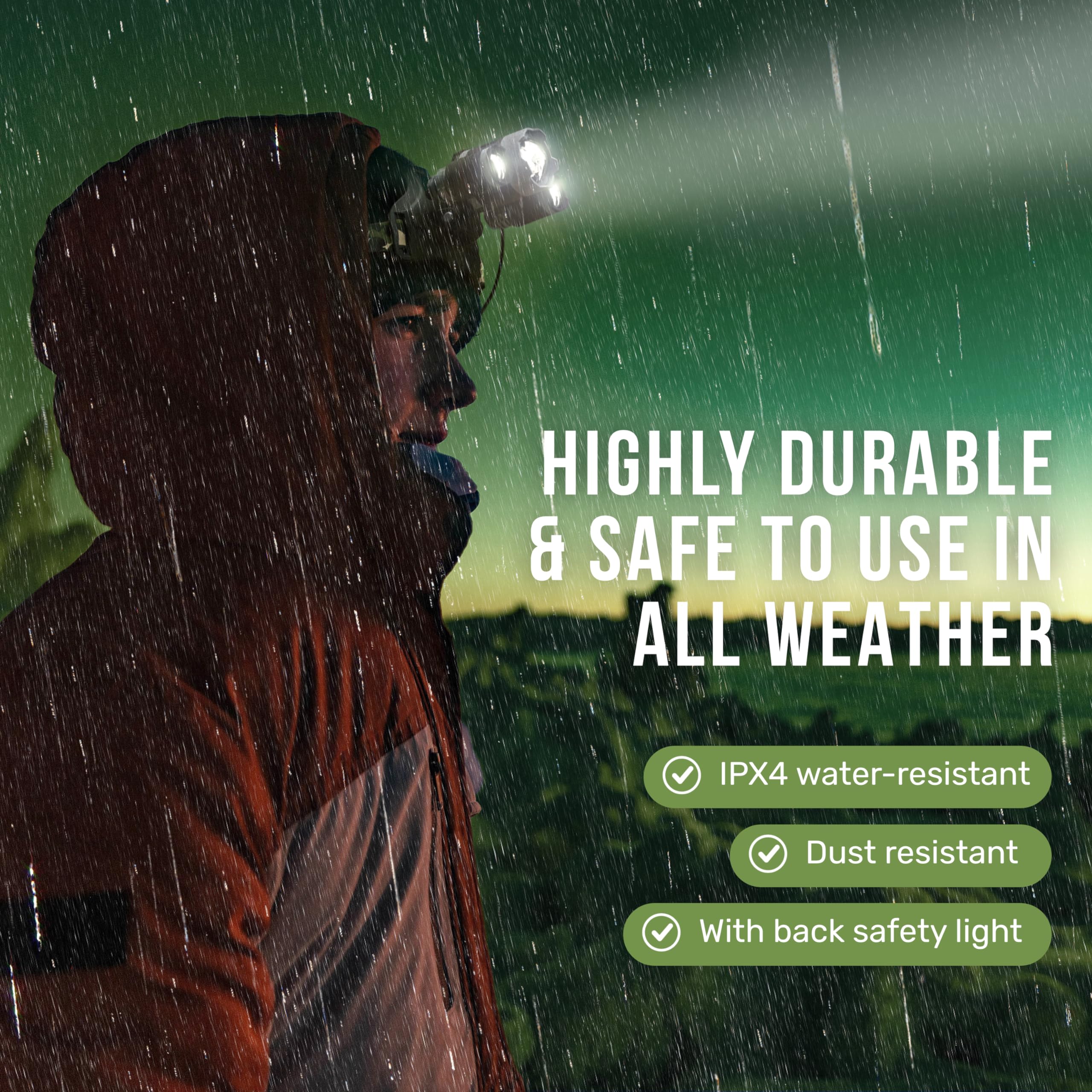 TDC camo 1080 lumens headlamp brightens distant terrain.