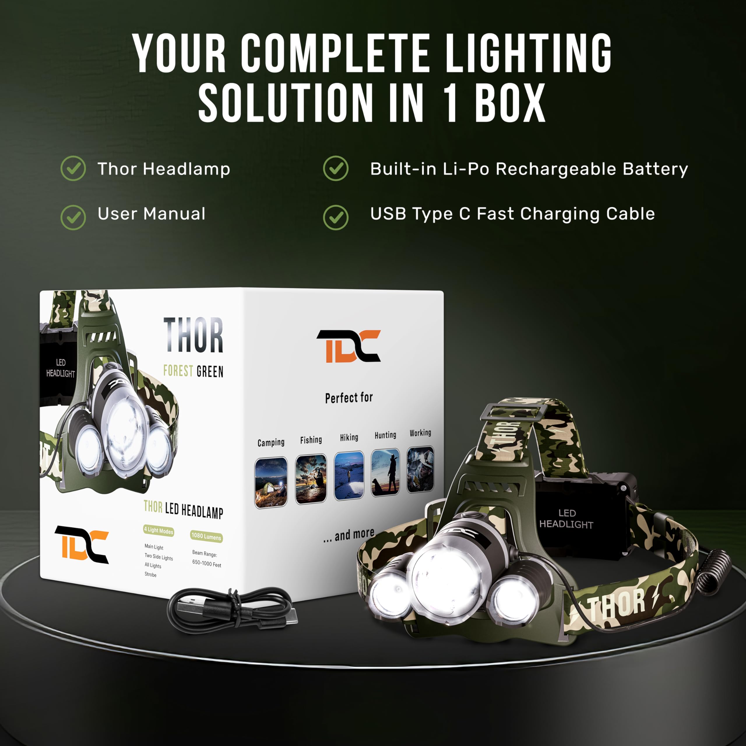 TDC camo emergency strobe mode for signaling and safety.