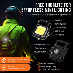 TDC Thor headlamp zoom beam demonstrates adjustable spotlight for distant targets.