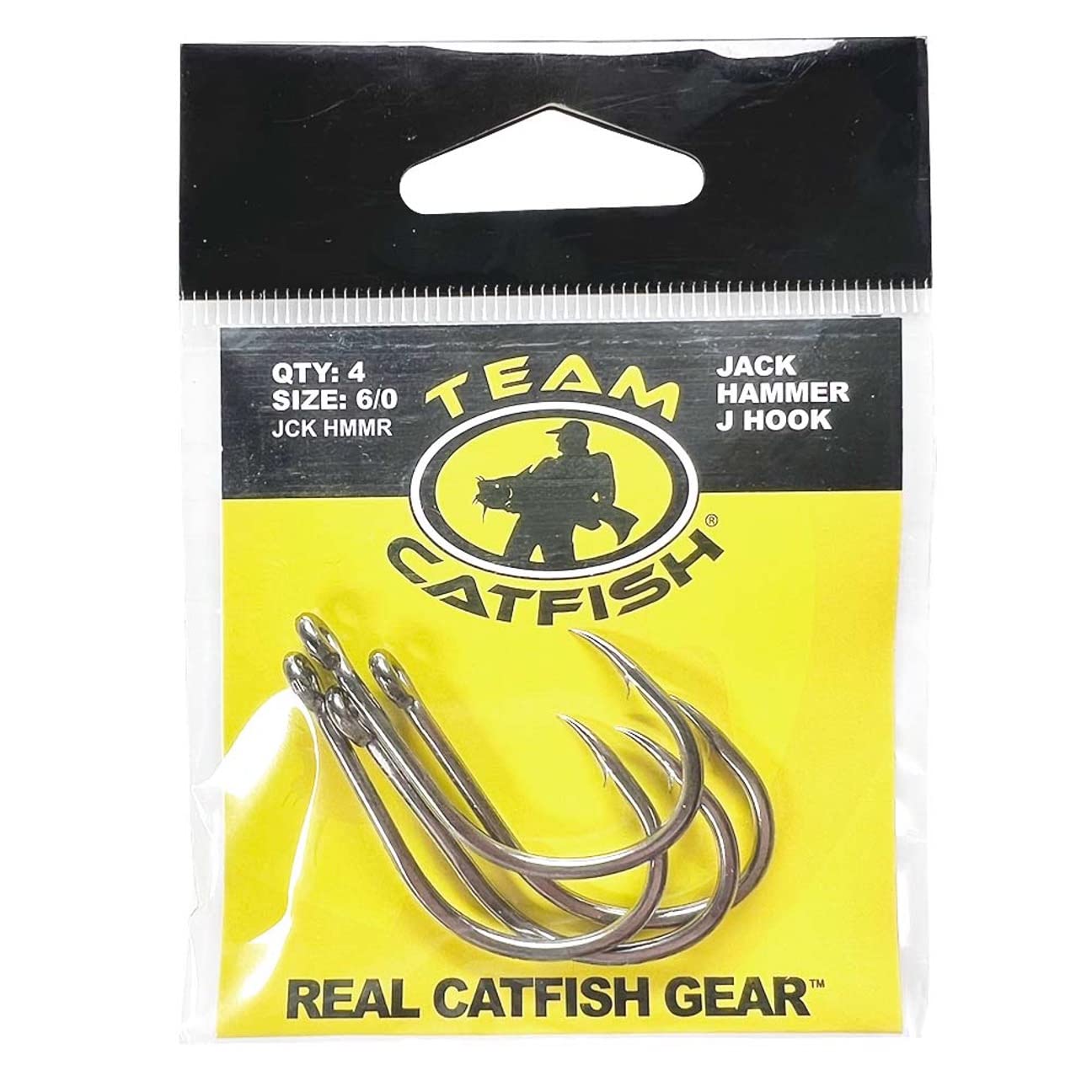 Team Catfish Jackhammer J Hook 6/0 close-up highlighting sharp point for secure hookups.