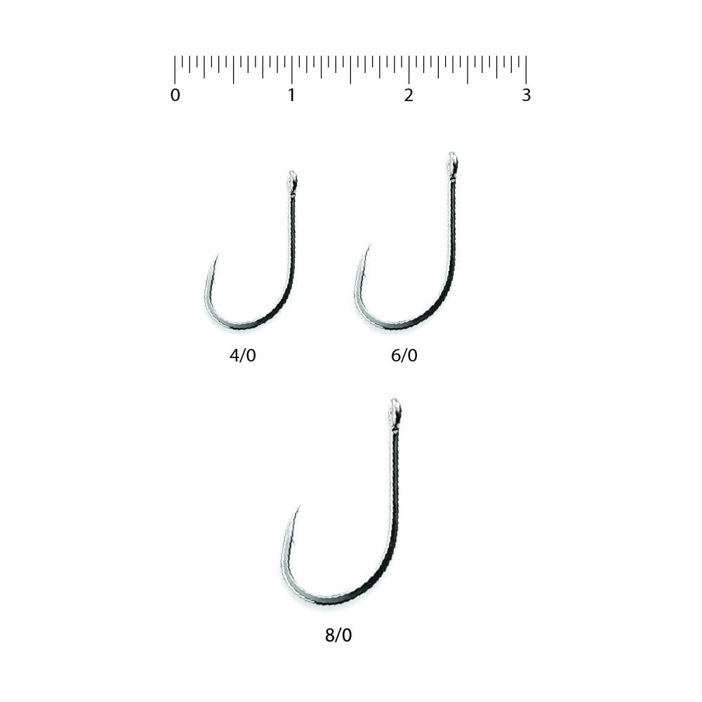 Team Catfish Jackhammer J Hook black nickel finish reduces glare and corrosion.