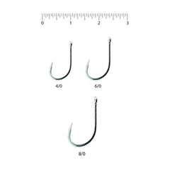 Team Catfish Jackhammer J Hook black nickel finish reduces glare and corrosion.