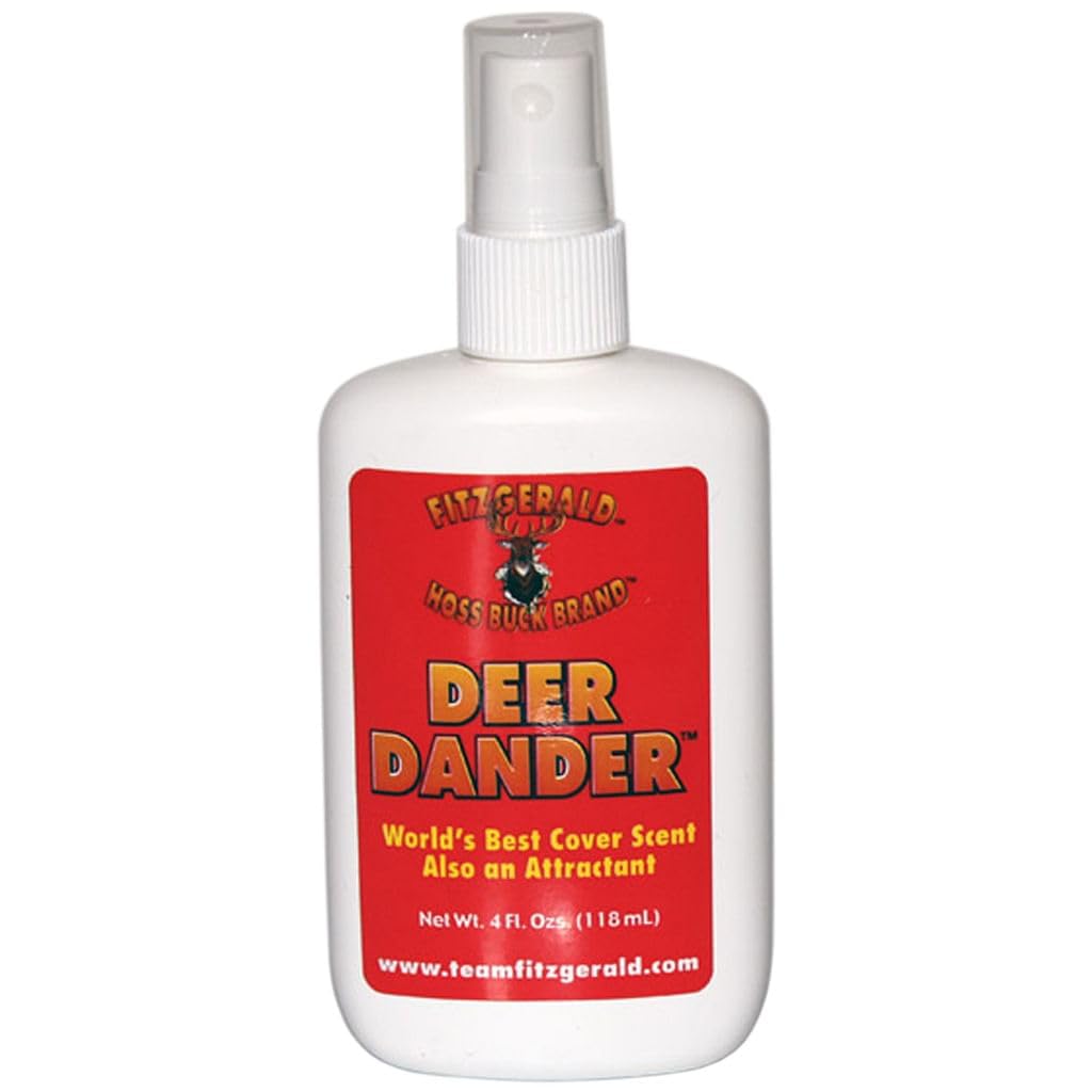 Team Fitzgerald Deer Dander Red spray bottle masking human scent for hunting