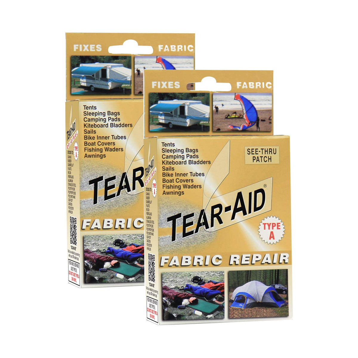 TEAR-AID fabric repair kit 3x12 patch blends invisibly on fabric for a quick, flexible repair.