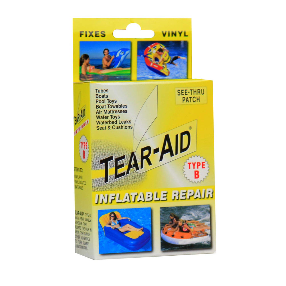 Tear-Aid vinyl patch kit contents ready for quick repairs.
