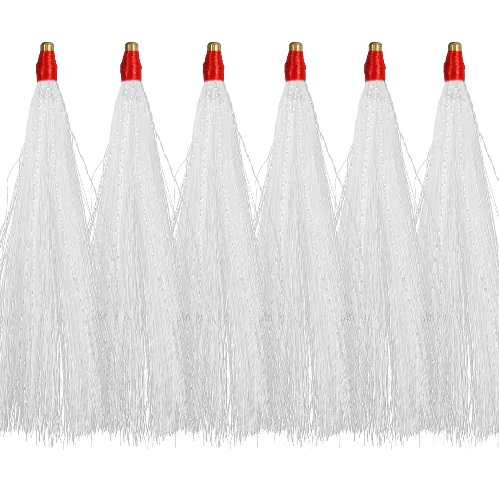 White bucktail teaser lure close-up