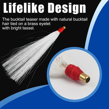 White bucktail teaser lure perspective
