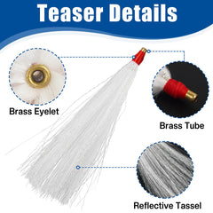 Pink bucktail teaser lure close-up