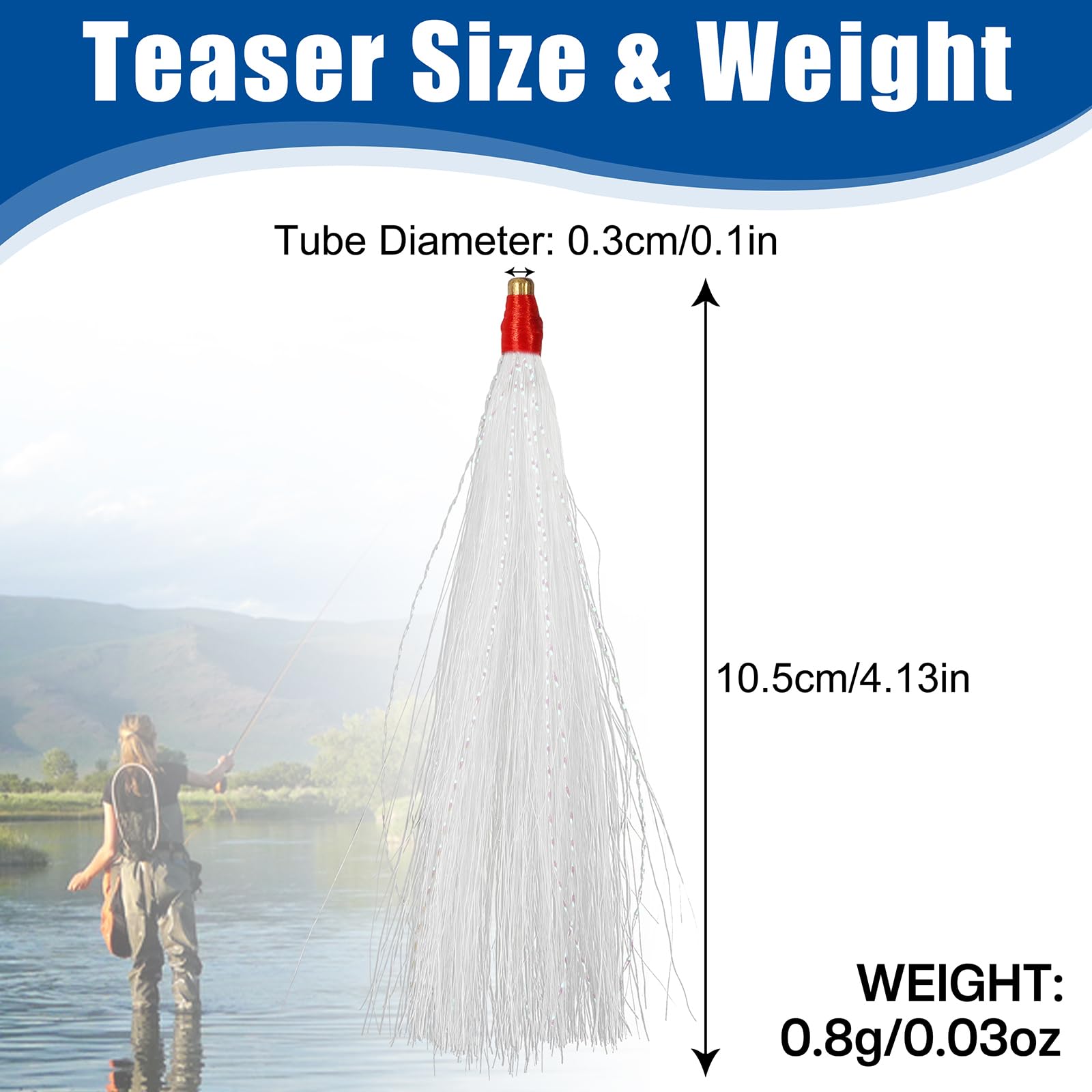 Saltwater fishing setup with bucktail teaser