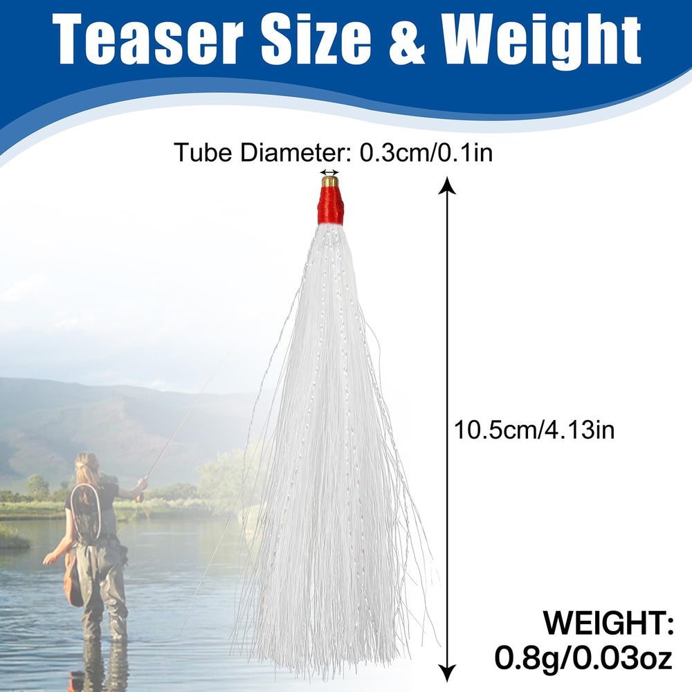 Saltwater fishing setup with bucktail teaser