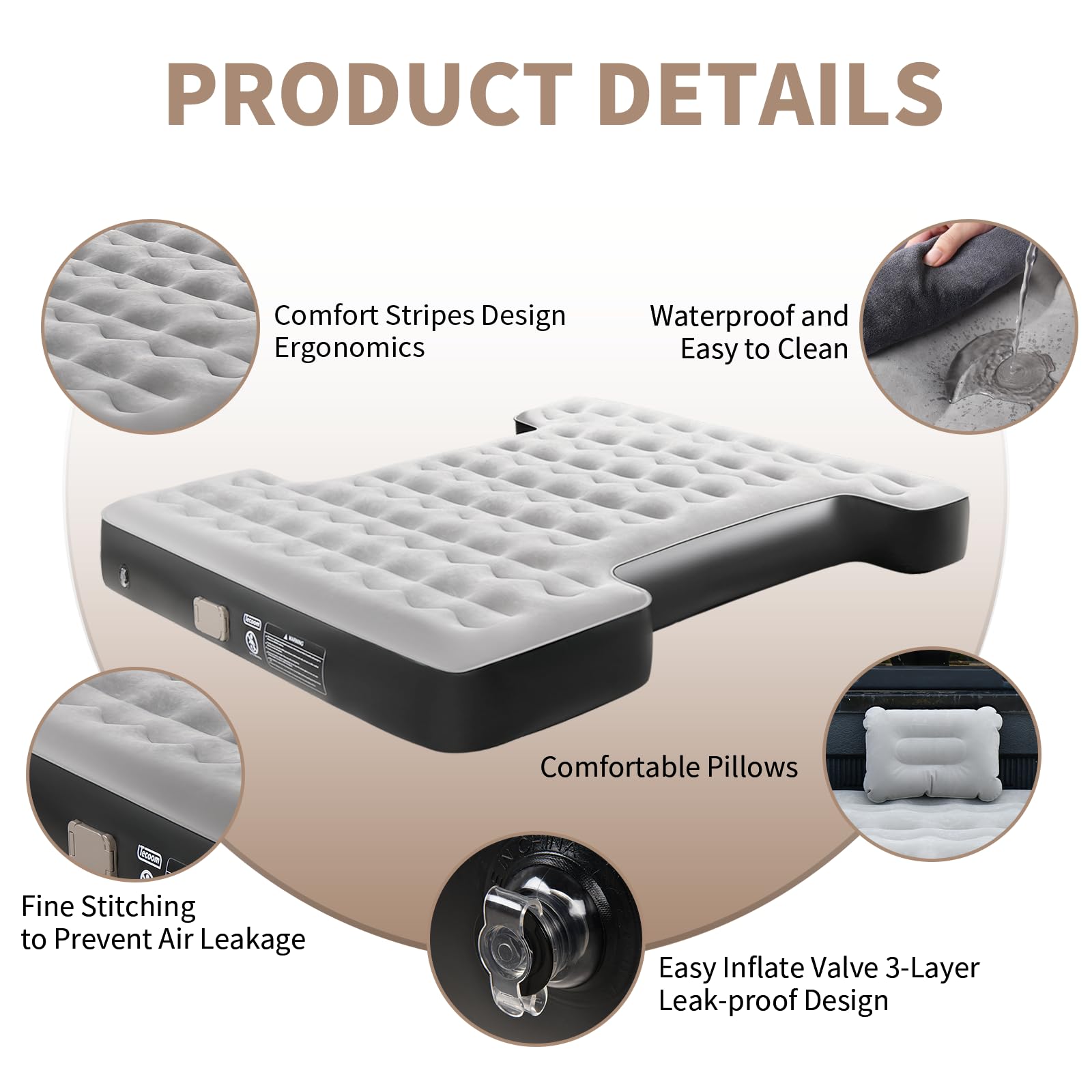 Tecoom 5.5–5.8 ft truck bed fit ensures full space utilization and great comfort