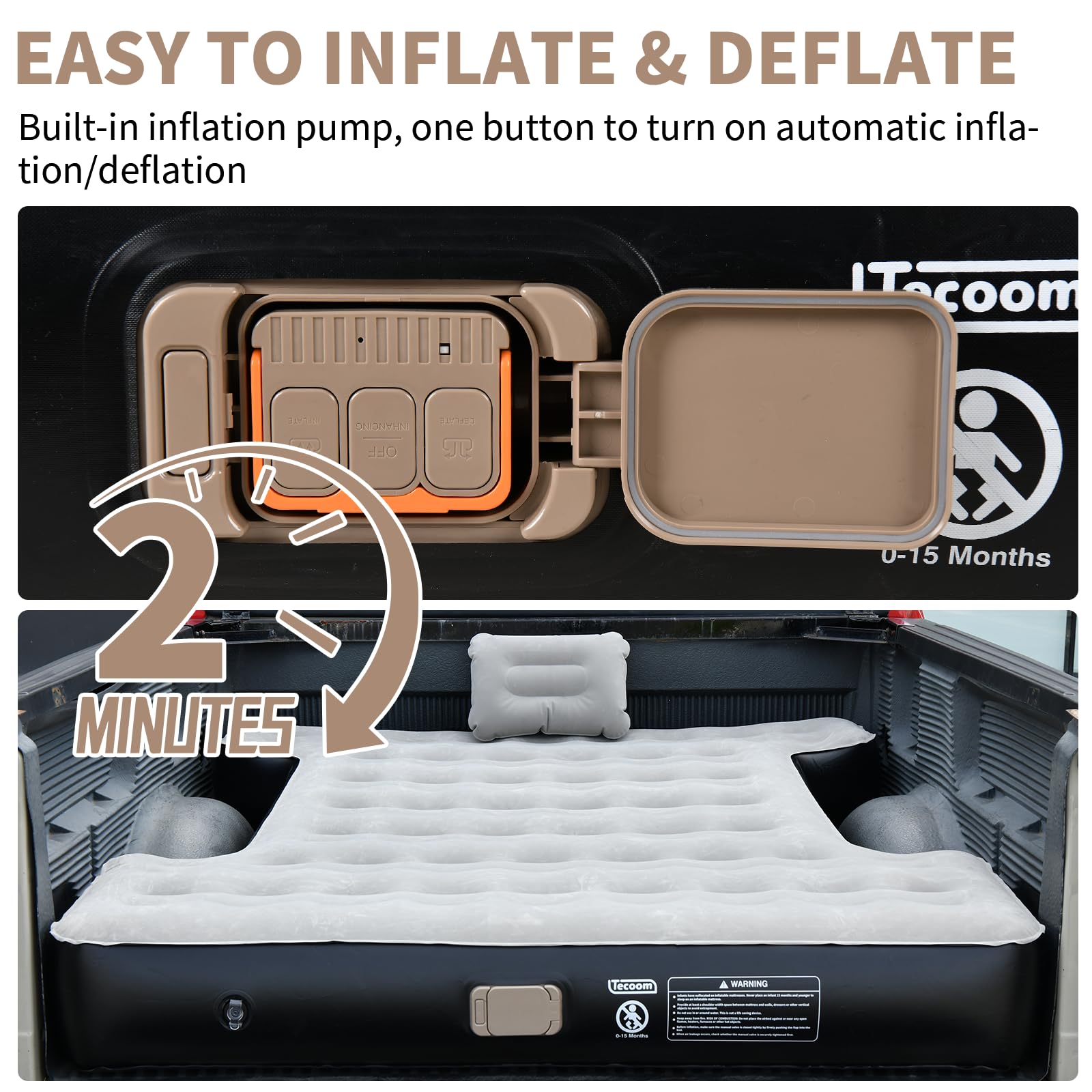 Tecoom 600-pound weight capacity supports multiple travelers comfortably