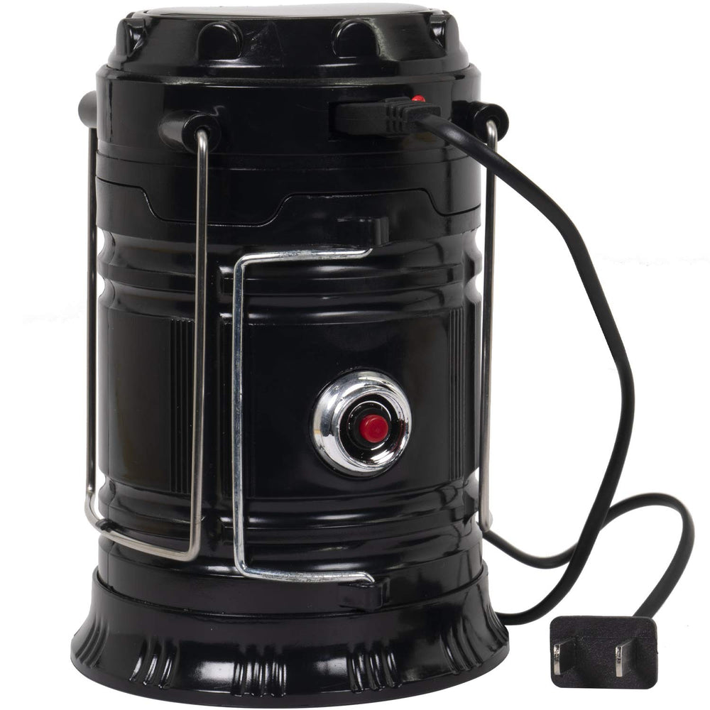 Technical Pro camping lantern solar panel top enabling sun-powered charging on trail.