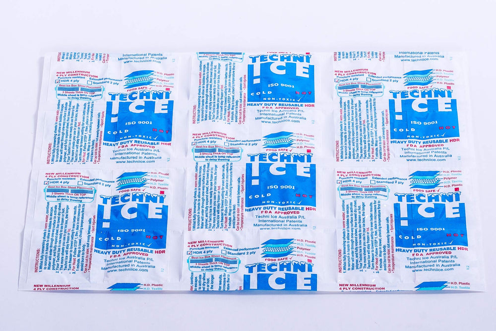 TechniIce heavy-duty dry ice pack sheet with 24 cells for long-lasting temperature retention