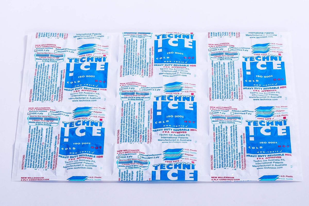 TechniIce heavy-duty dry ice pack sheet with 24 cells for long-lasting temperature retention